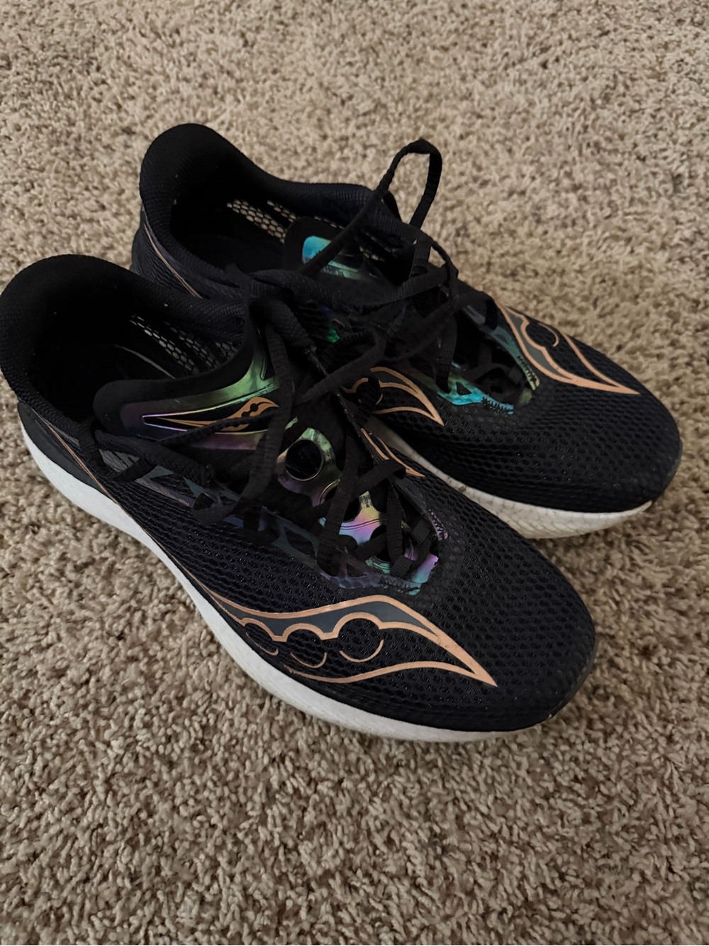 Saucony Black Running Shoes with Iridescent Accents